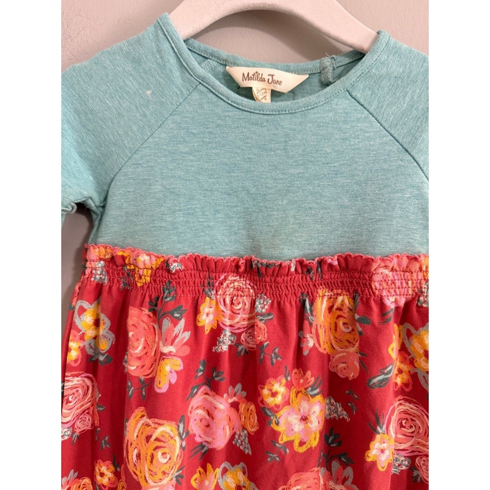 Matilda Jane Floral Romper Kids 6-12M Teal Red Ruffle Sleeve Long Sleeve - Picture 3 of 5